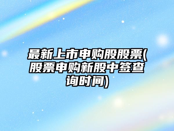 最新上市申購股股票(股票申購新股中簽查詢(xún)時(shí)間)