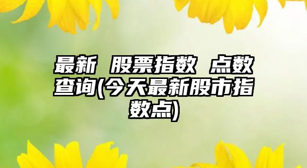 最新 股票指數 點(diǎn)數查詢(xún)(今天最新股市指數點(diǎn))