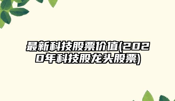 最新科技股票價(jià)值(2020年科技股龍頭股票)