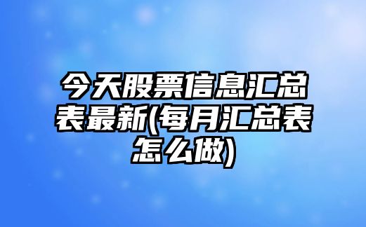 今天股票信息匯總表最新(每月匯總表怎么做)