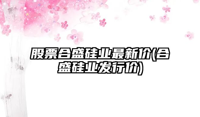 股票合盛硅業(yè)最新價(jià)(合盛硅業(yè)發(fā)行價(jià))