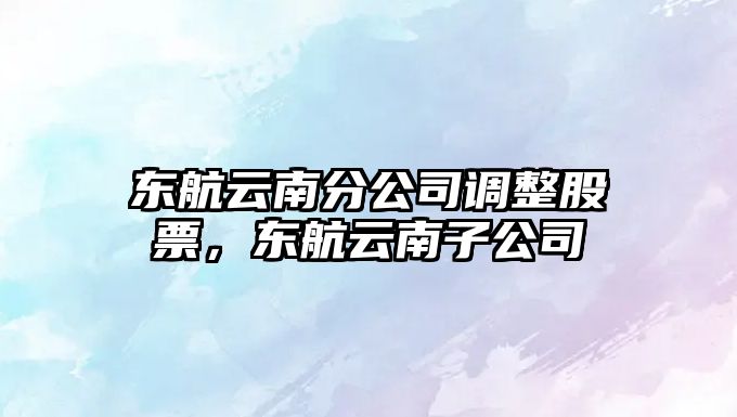 東航云南分公司調整股票，東航云南子公司