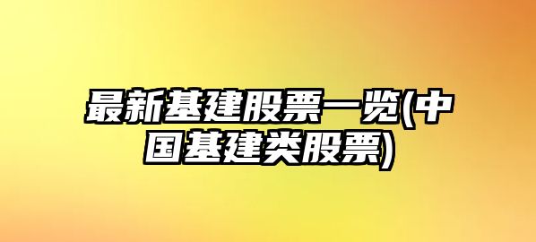 最新基建股票一覽(中國基建類(lèi)股票)