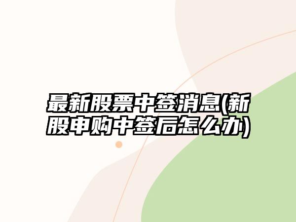 最新股票中簽消息(新股申購中簽后怎么辦)