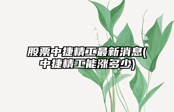 股票中捷精工最新消息(中捷精工能漲多少)