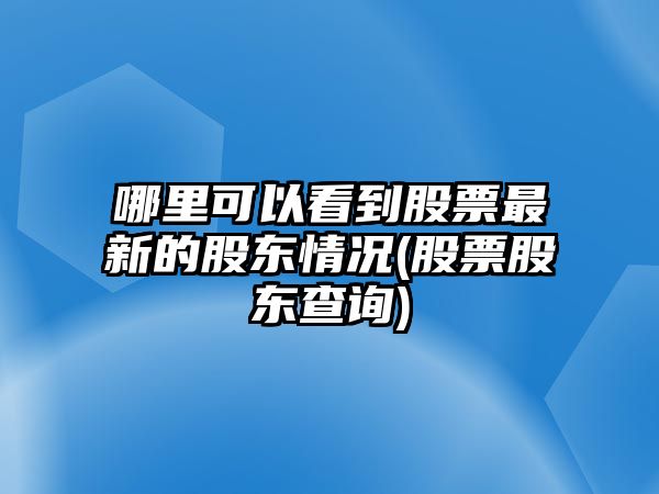 哪里可以看到股票最新的股東情況(股票股東查詢(xún))