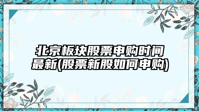 北京板塊股票申購時(shí)間最新(股票新股如何申購)