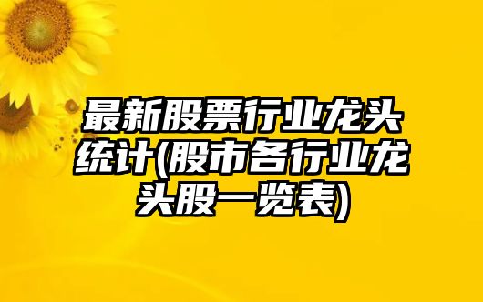 最新股票行業(yè)龍頭統計(股市各行業(yè)龍頭股一覽表)