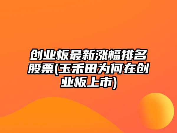 創(chuàng  )業(yè)板最新漲幅排名股票(玉禾田為何在創(chuàng  )業(yè)板上市)