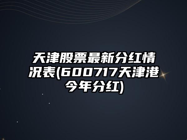 天津股票最新分紅情況表(600717天津港今年分紅)