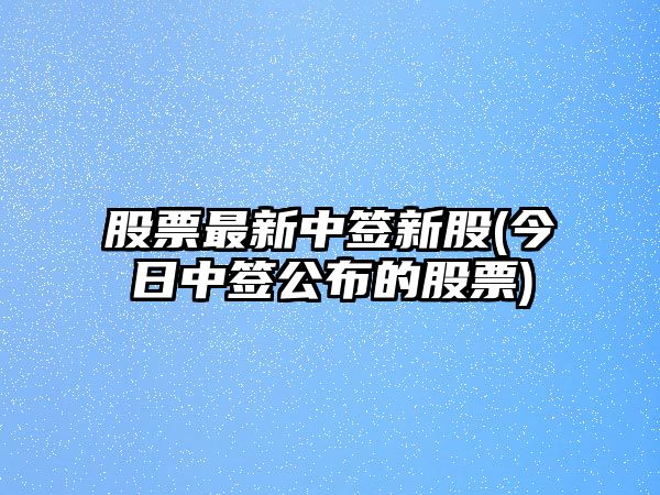 股票最新中簽新股(今日中簽公布的股票)