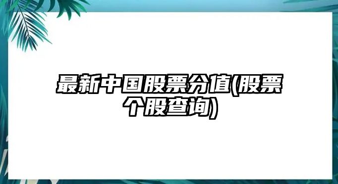 最新中國股票分值(股票個(gè)股查詢(xún))