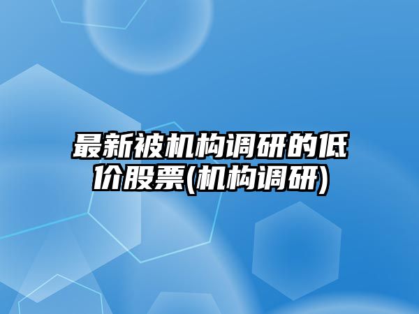 最新被機構調研的低價(jià)股票(機構調研)