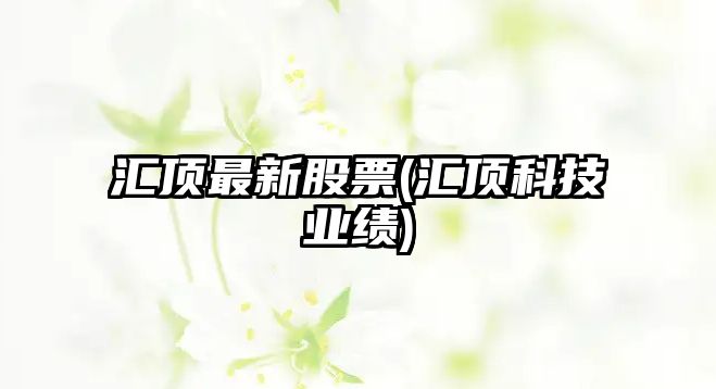 匯頂最新股票(匯頂科技業(yè)績(jì))