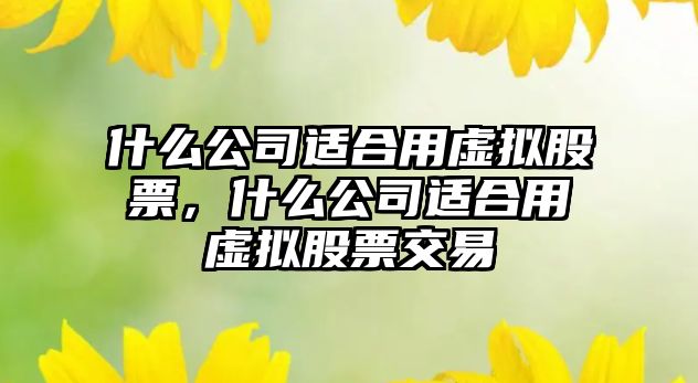 什么公司適合用虛擬股票，什么公司適合用虛擬股票交易