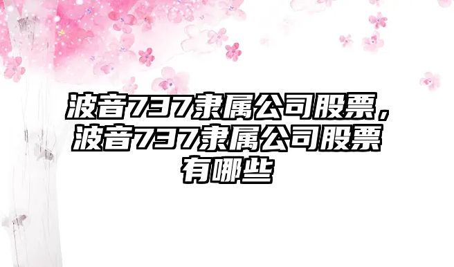 波音737隸屬公司股票，波音737隸屬公司股票有哪些