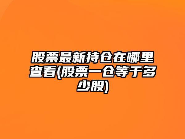 股票最新持倉在哪里查看(股票一倉等于多少股)