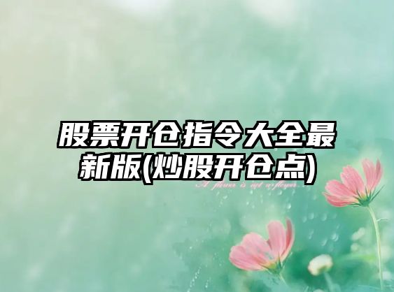 股票開(kāi)倉指令大全最新版(炒股開(kāi)倉點(diǎn))