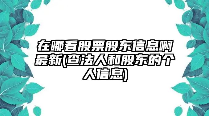 在哪看股票股東信息啊最新(查法人和股東的個(gè)人信息)