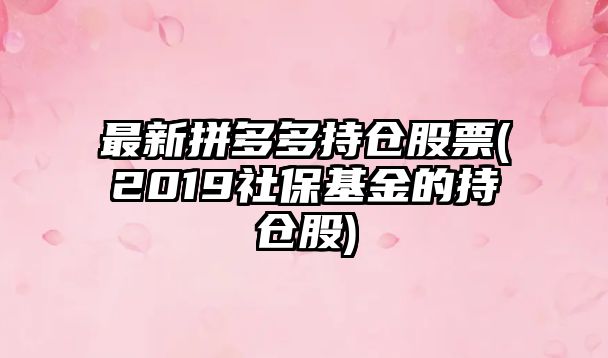 最新拼多多持倉股票(2019社?；鸬某謧}股)