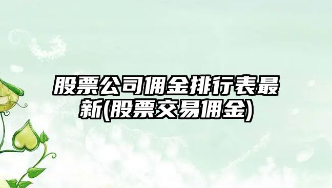 股票公司傭金排行表最新(股票交易傭金)