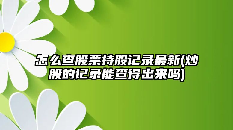 怎么查股票持股記錄最新(炒股的記錄能查得出來(lái)嗎)