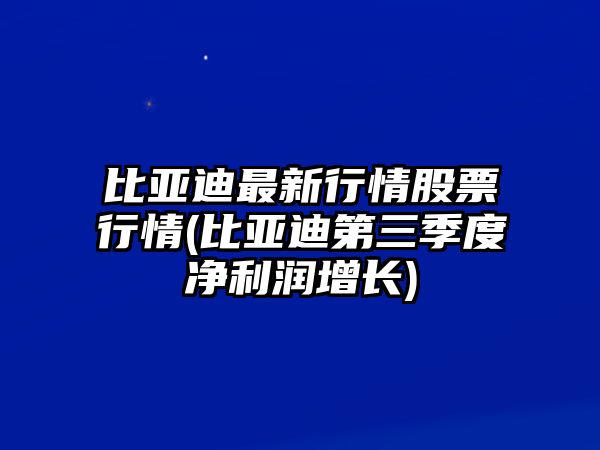 比亞迪最新行情股票行情(比亞迪第三季度凈利潤增長(cháng))