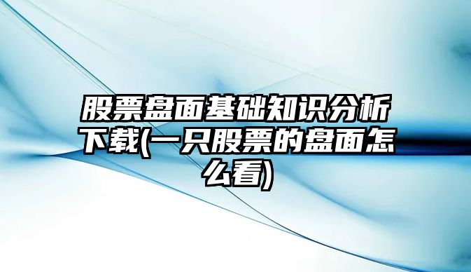 股票盤(pán)面基礎知識分析下載(一只股票的盤(pán)面怎么看)