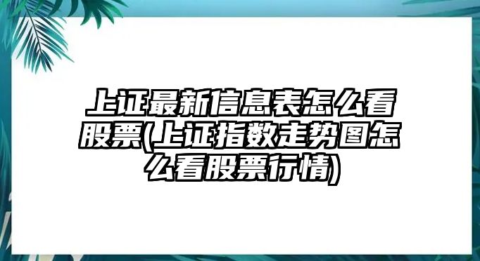 上證最新信息表怎么看股票(上證指數走勢圖怎么看股票行情)