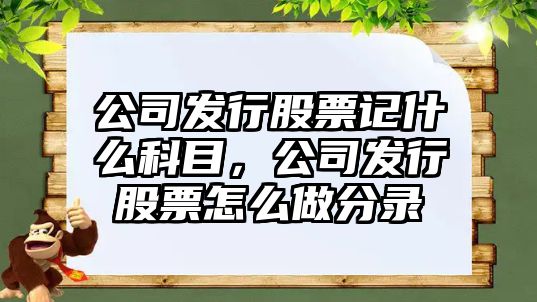 公司發(fā)行股票記什么科目，公司發(fā)行股票怎么做分錄