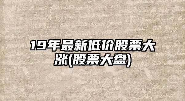 19年最新低價(jià)股票大漲(股票大盤(pán))