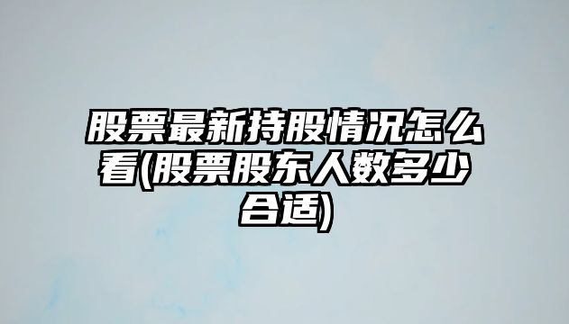 股票最新持股情況怎么看(股票股東人數多少合適)