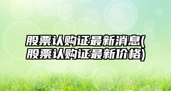 股票認購證最新消息(股票認購證最新價(jià)格)