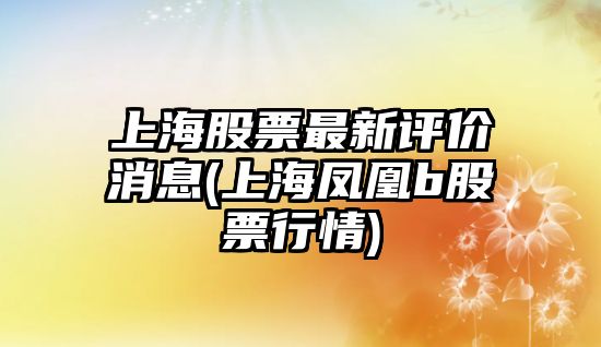 上海股票最新評價(jià)消息(上海鳳凰b股票行情)