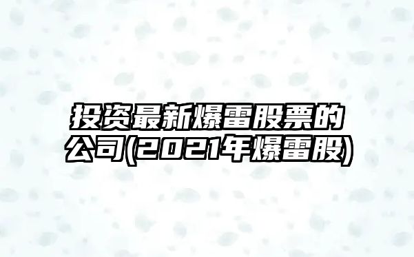 投資最新爆雷股票的公司(2021年爆雷股)