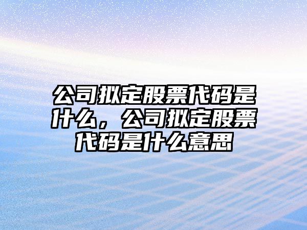 公司擬定股票代碼是什么，公司擬定股票代碼是什么意思