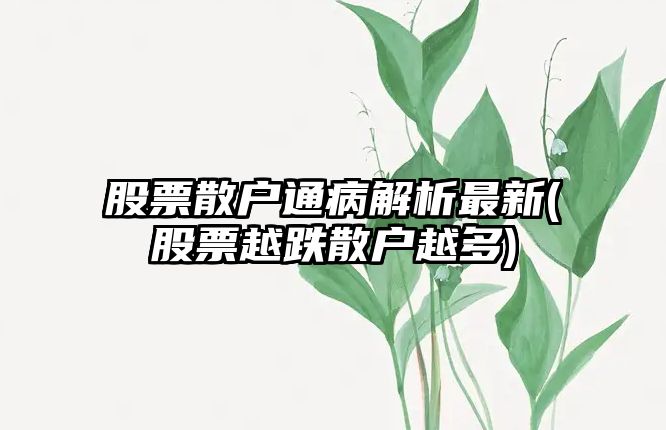 股票散戶(hù)通病解析最新(股票越跌散戶(hù)越多)