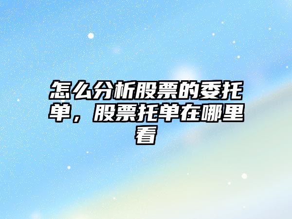 怎么分析股票的委托單，股票托單在哪里看