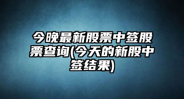 今晚最新股票中簽股票查詢(xún)(今天的新股中簽結果)