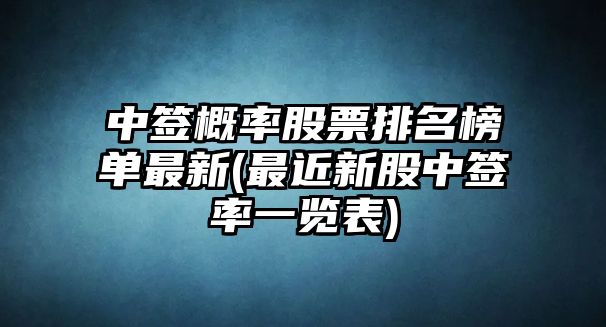 中簽概率股票排名榜單最新(最近新股中簽率一覽表)