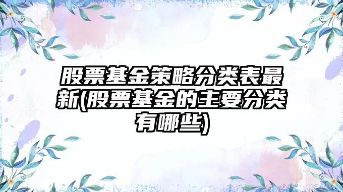 股票基金策略分類(lèi)表最新(股票基金的主要分類(lèi)有哪些)