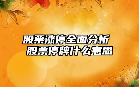 股票漲停全面分析 股票停牌什么意思