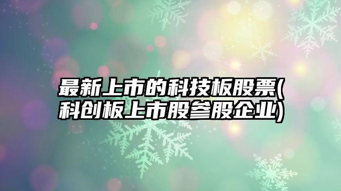 最新上市的科技板股票(科創(chuàng  )板上市股參股企業(yè))