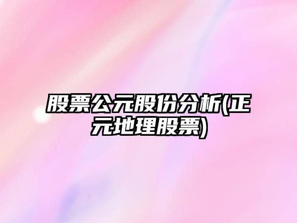 股票公元股份分析(正元地理股票)