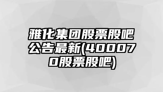 雅化集團股票股吧公告最新(400070股票股吧)