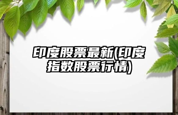 印度股票最新(印度指數股票行情)