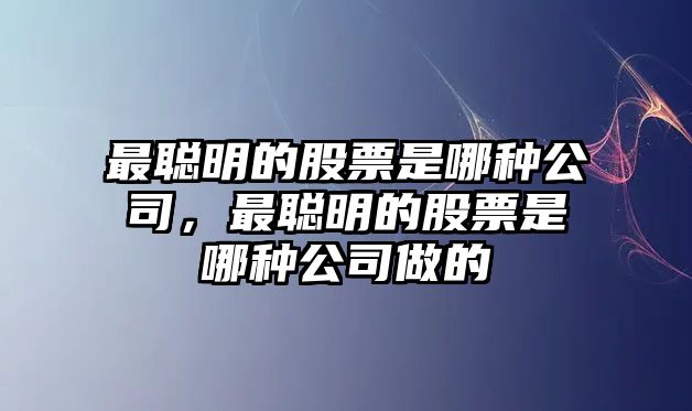 最聰明的股票是哪種公司，最聰明的股票是哪種公司做的