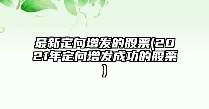 最新定向增發(fā)的股票(2021年定向增發(fā)成功的股票)