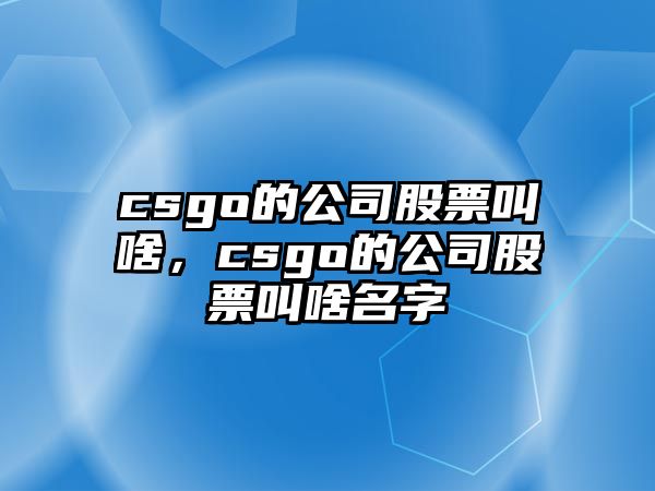 csgo的公司股票叫啥，csgo的公司股票叫啥名字