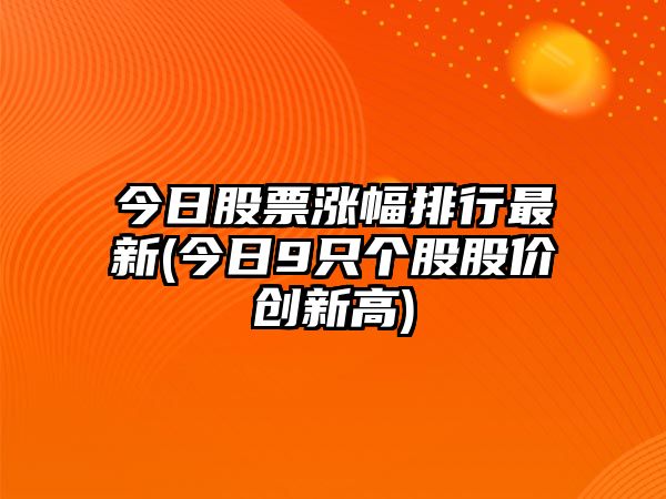 今日股票漲幅排行最新(今日9只個(gè)股股價(jià)創(chuàng  )新高)